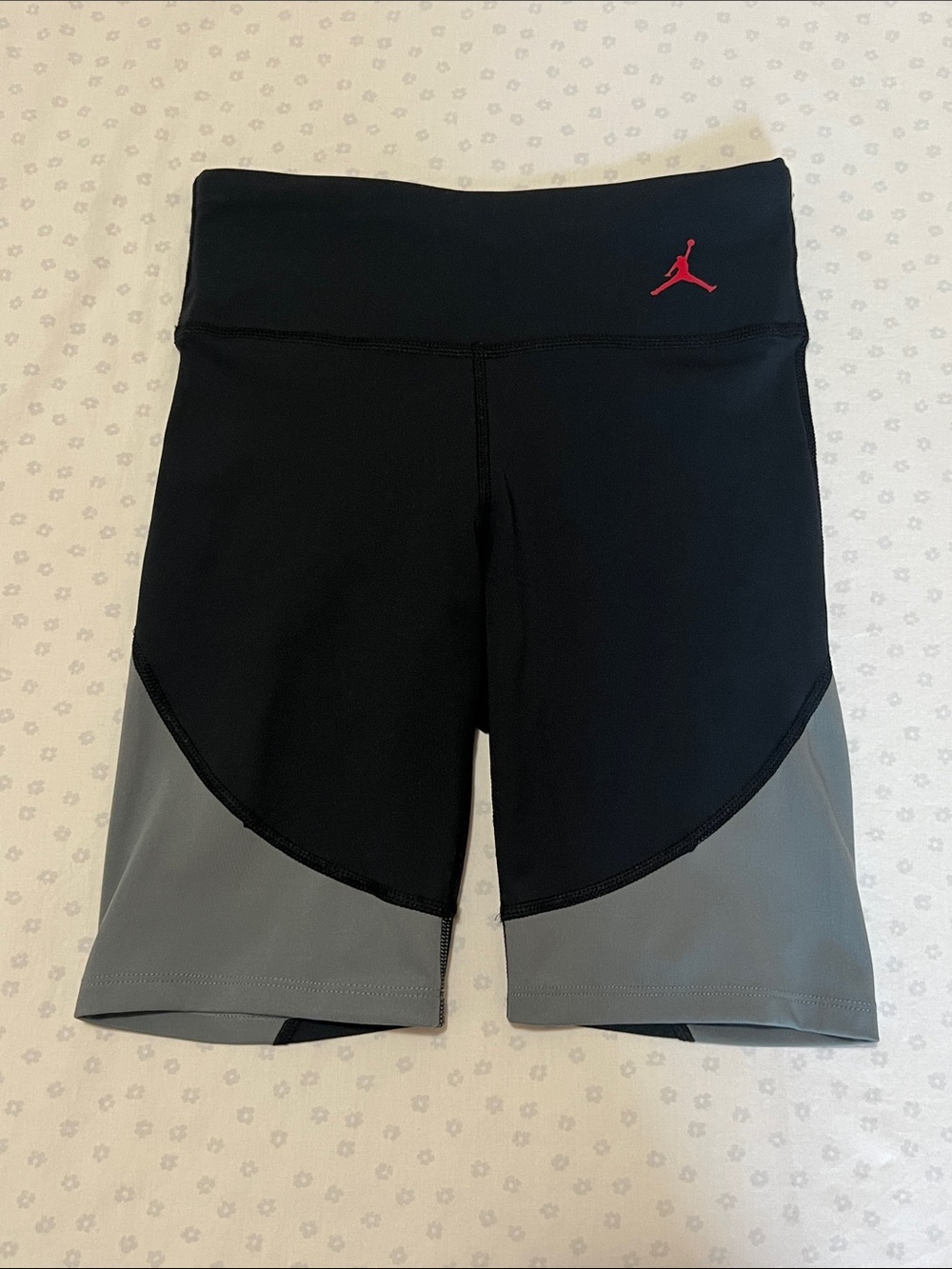 Jordan Women's Black & Gray Biker Shorts with Pink Jumpman